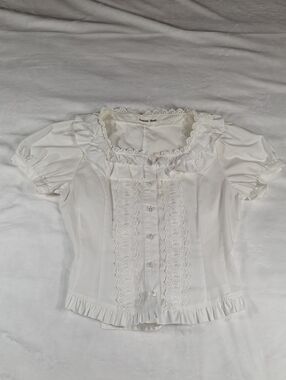 Innocent World White Square Neck Cotton Blouse | Classic Lolita